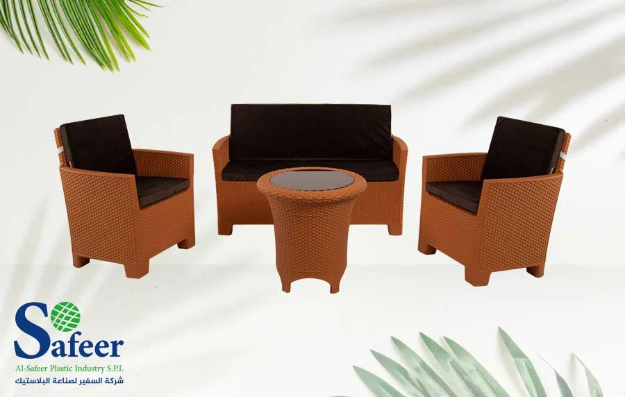 Divani in rattan per giardino con tavolo